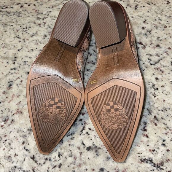 Vince Camuto Bibestie‎ Bootie Brown/Beige Snake Print Leather Size 7.5 - Picture 6 of 7